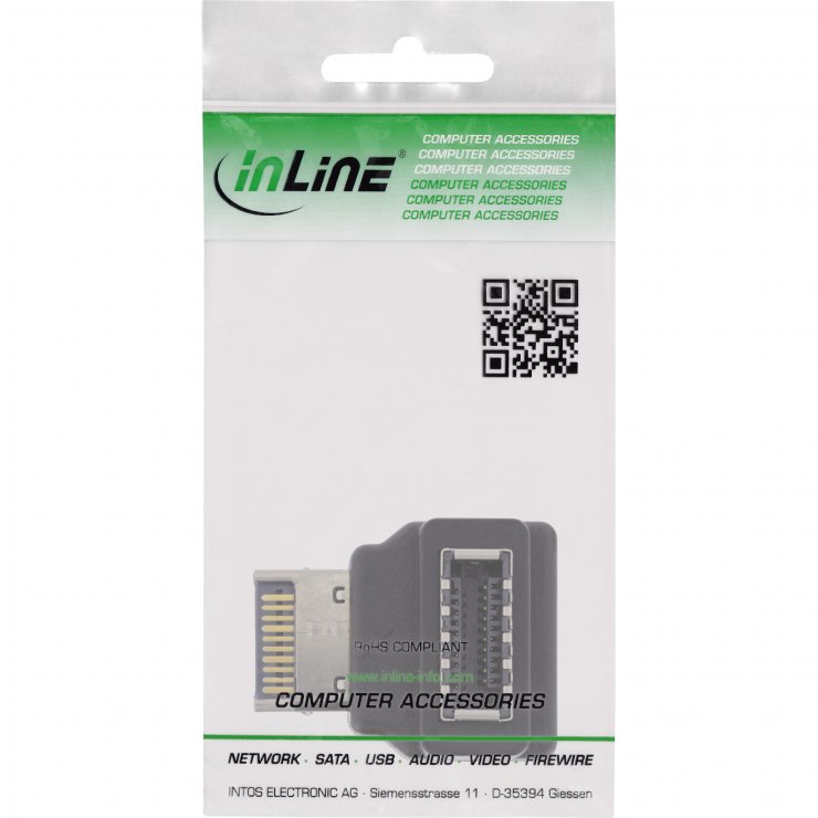 Imagine Adaptor pin header USB 3.2 unghi 90 grade T-M, InLine IL33446N