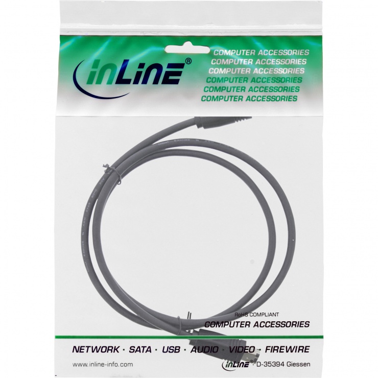 Imagine Cablu FireWire 6 pini la 6 pini 10m Negru, InLine 34010