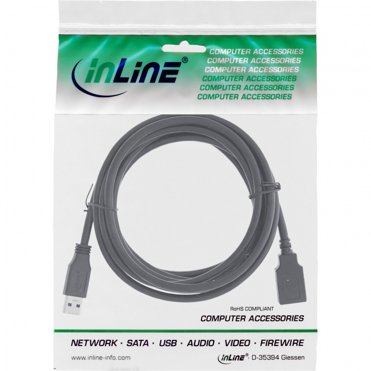Imagine Cablu prelungitor USB 3.0-A T-M 5m, Inline IL35665