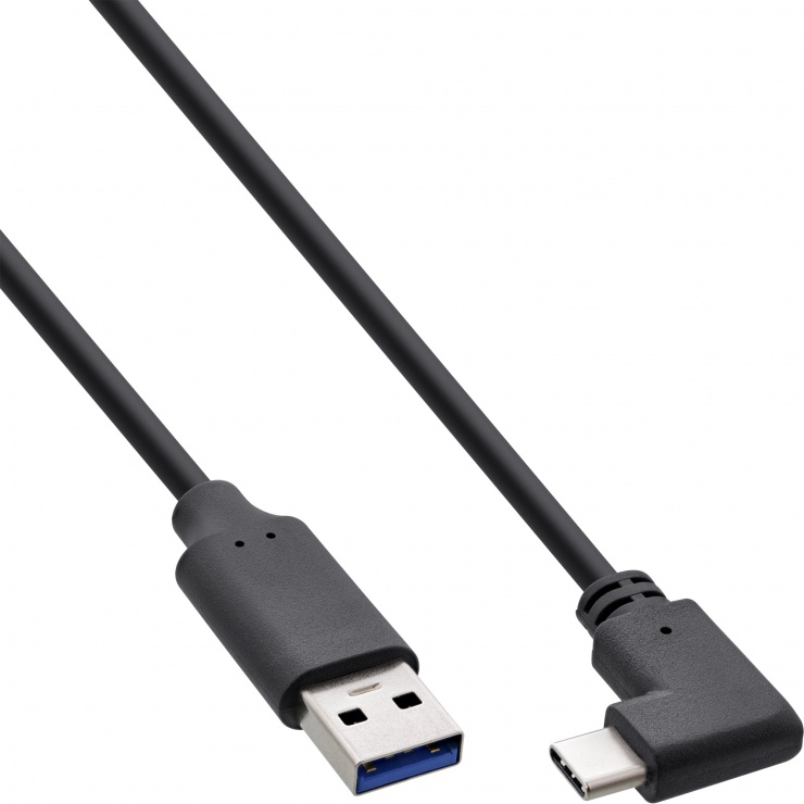 Imagine Cablu USB 3.2 Gen2-A la USB type C drept/unghi 90 grade T-T 0.5m, InLine IL35716W