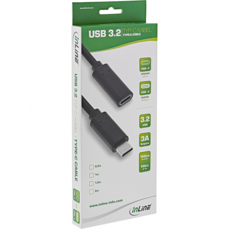 Imagine Cablu prelungitor USB 3.2 type C T-M 3A 1.5m, Inline IL35774