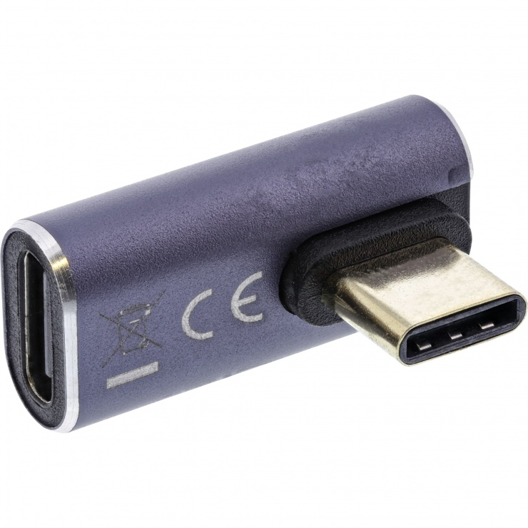 Imagine Adaptor USB 4 type C 8K60Hz/240W vertical unghi stanga/dreapta T-M metalic, InLine IL35900C
