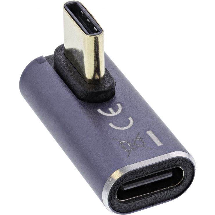 Imagine Adaptor USB 4 type C 8K60Hz/240W vertical unghi stanga/dreapta T-M metalic, InLine IL35900C
