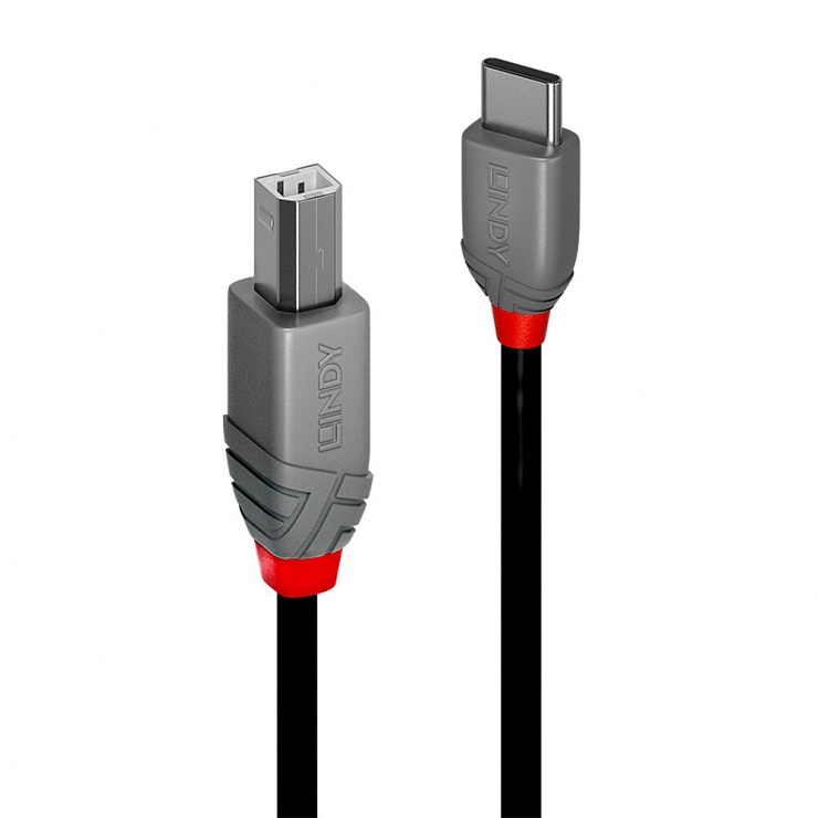 Imagine Cablu USB 2.0 Type C la USB-B Anthra Line 1m, Lindy L36941