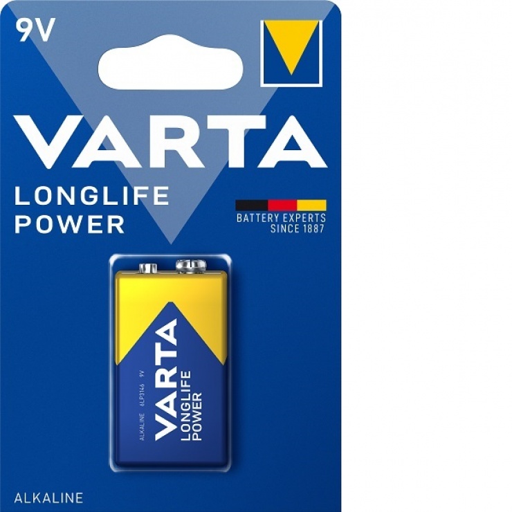 Imagine Baterie alkalina 9V/LR61 LongLife Power, Varta