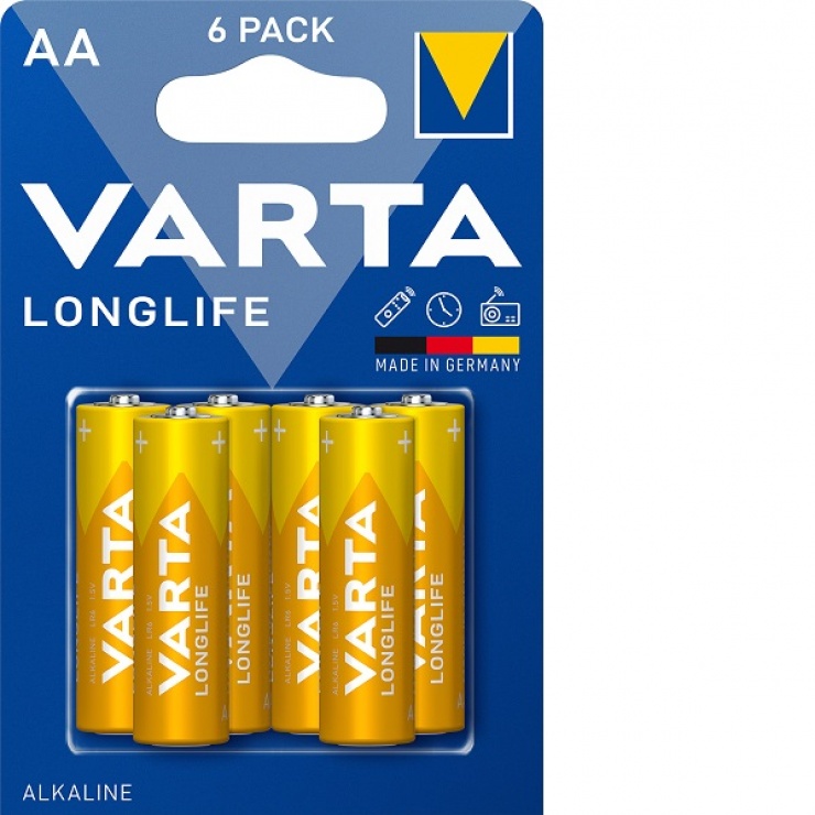 Imagine Set 6 buc baterie alcalina AA/LR6 Varta Longlife