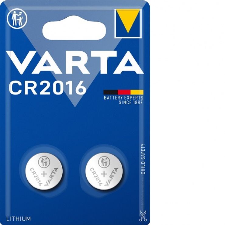 Imagine Set 2 buc baterie CR2016 Lithium 3V, Varta