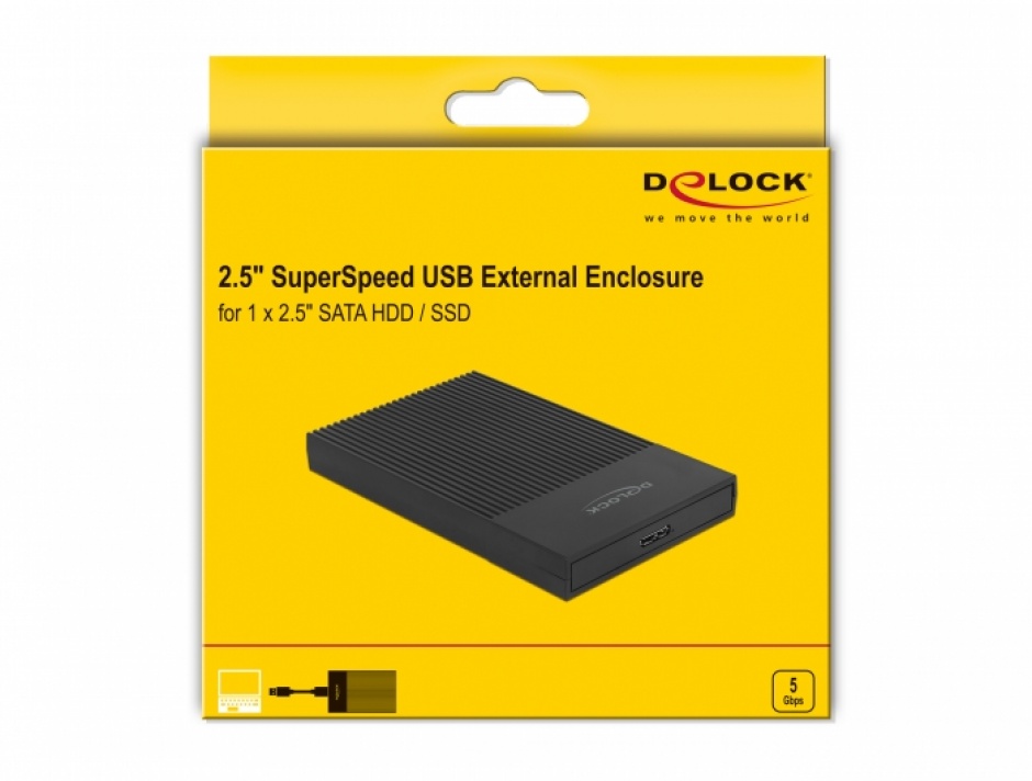 Imagine Rack extern micro USB 3.0 pentru SATA HDD/SSD 2.5", Delock 42011