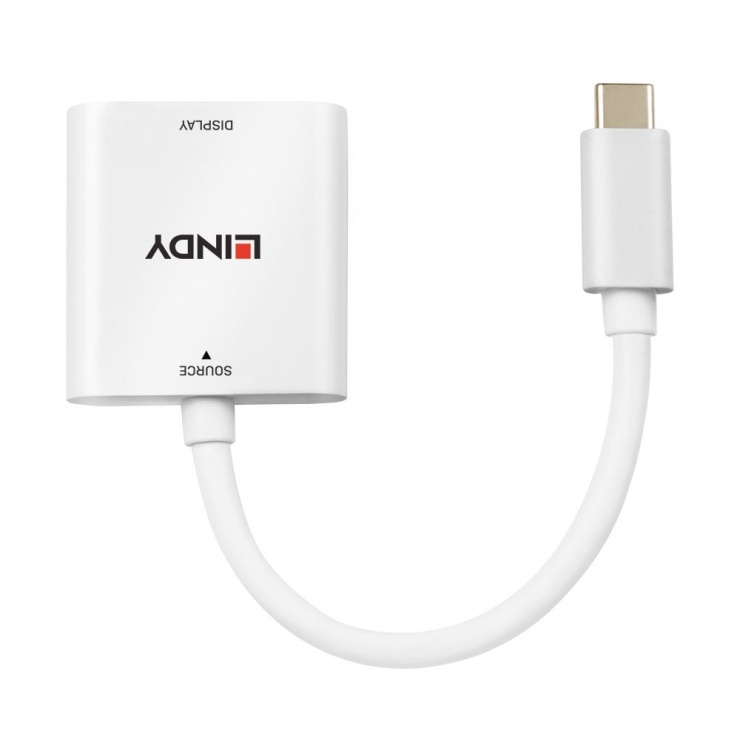 Imagine Adaptor USB type C la HDMI 4K60Hz T-M Alb, Lindy L43339