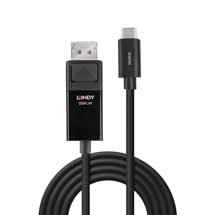 Imagine Cablu USB type C la Displayport 8K60Hz cu HDR T-T 1m, Lindy L43341