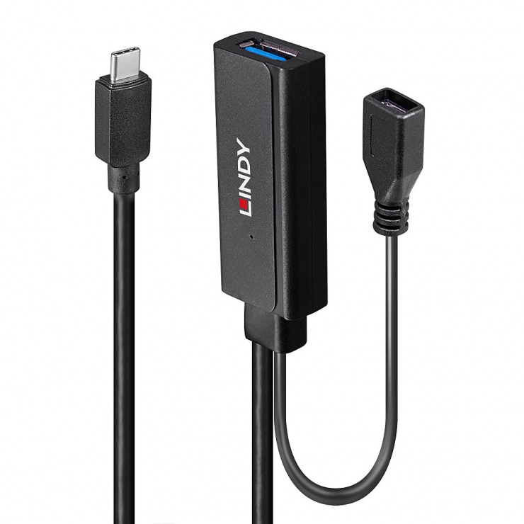 Imagine Cablu prelungitor activ USB 3.2 Gen1-C la USB-A T-M 5m, Lindy L43344
