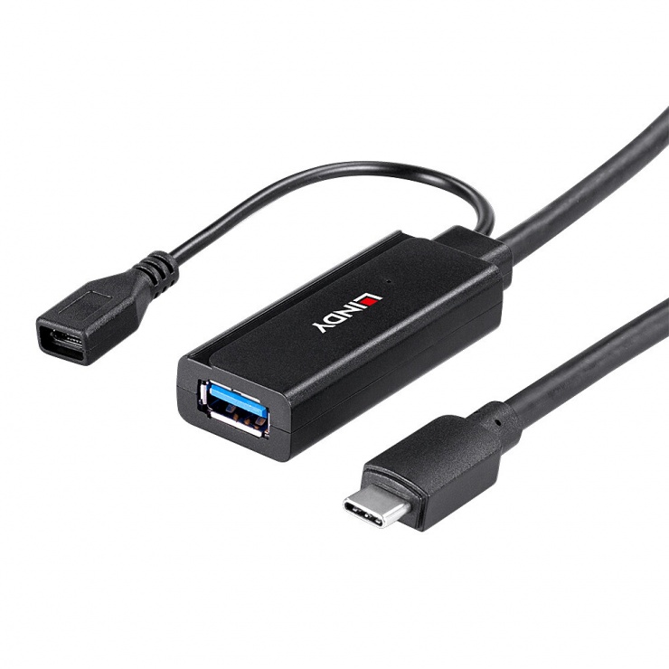 Imagine Cablu prelungitor activ USB 3.2 Gen1-C la USB-A T-M 5m, Lindy L43344