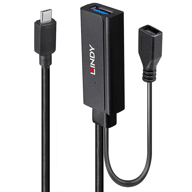 Imagine Cablu prelungitor activ USB 3.2 Gen1-C la USB-A T-M 3m, Lindy L43352