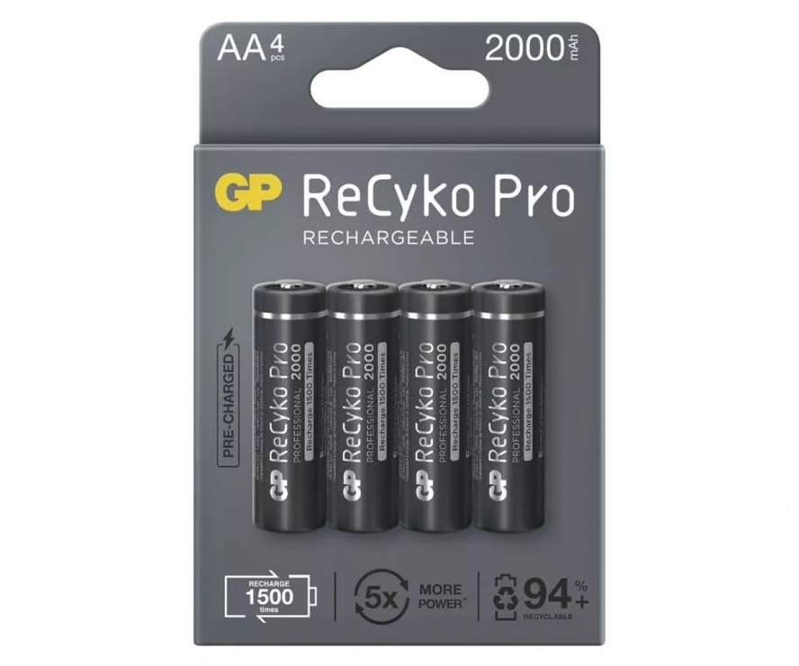 Imagine Set 4 acumulatori ReCyko Pro 2000mAh AA (R6) 1.2V NiMH, GP Batteries GPRHC212B309