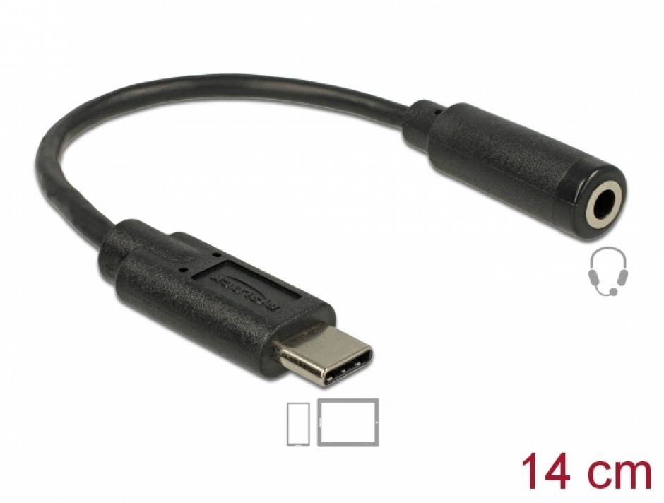 Imagine Adaptor audio USB tip C la jack stereo 3.5mm T-M 0.14m, Delock 65842