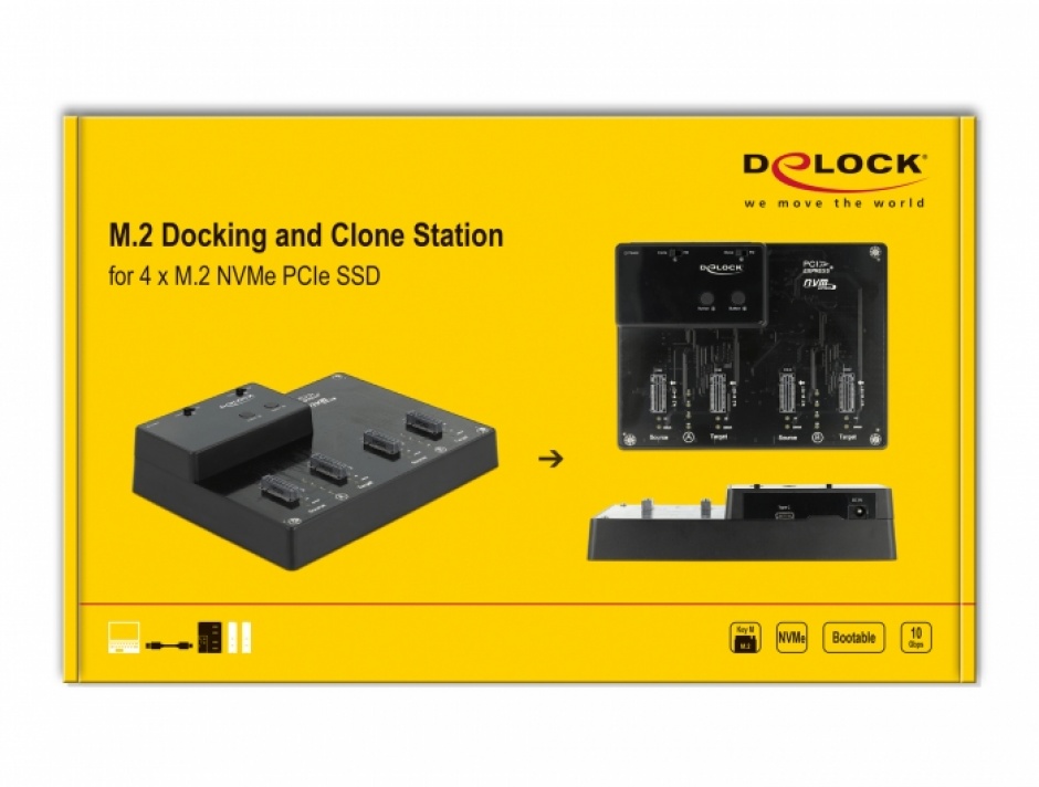 Imagine Docking station pentru 4 x M.2 NVMe PCIe SSD cu functie de clona, Delock 64124