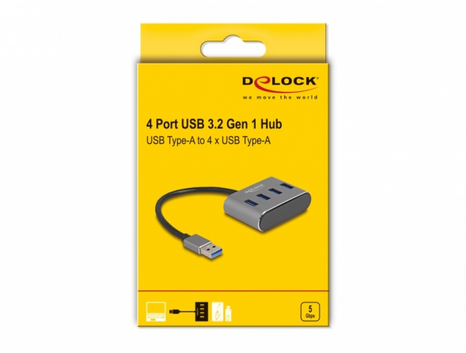 Imagine HUB USB 3.2 Gen1 la 4 x USB-A, Delock 63190