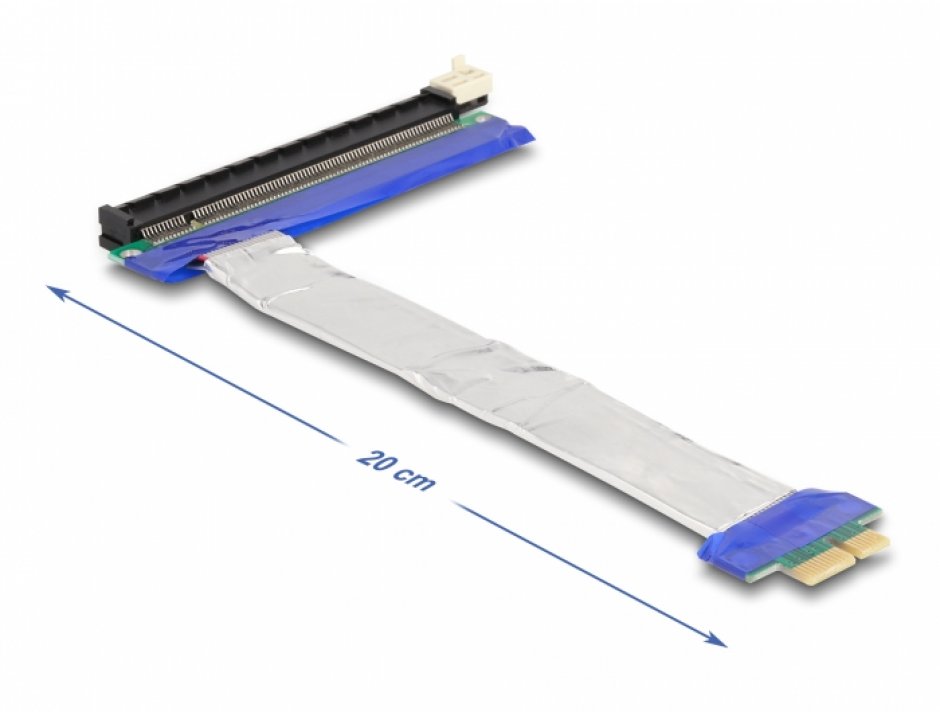 Imagine Riser card PCI Express x1 la x16 + cablu 20cm, Delock 88047