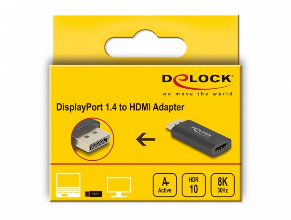 Imagine Adaptor activ DisplayPort la HDMI 8K60Hz T-M cu HDR, Delock 61055