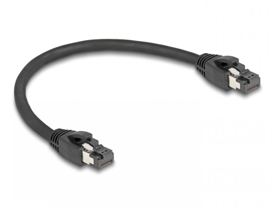 Imagine Cablu de retea RJ45 Cat. 8.1 S/FTP LSOH 0.25m Negru, Delock 80231