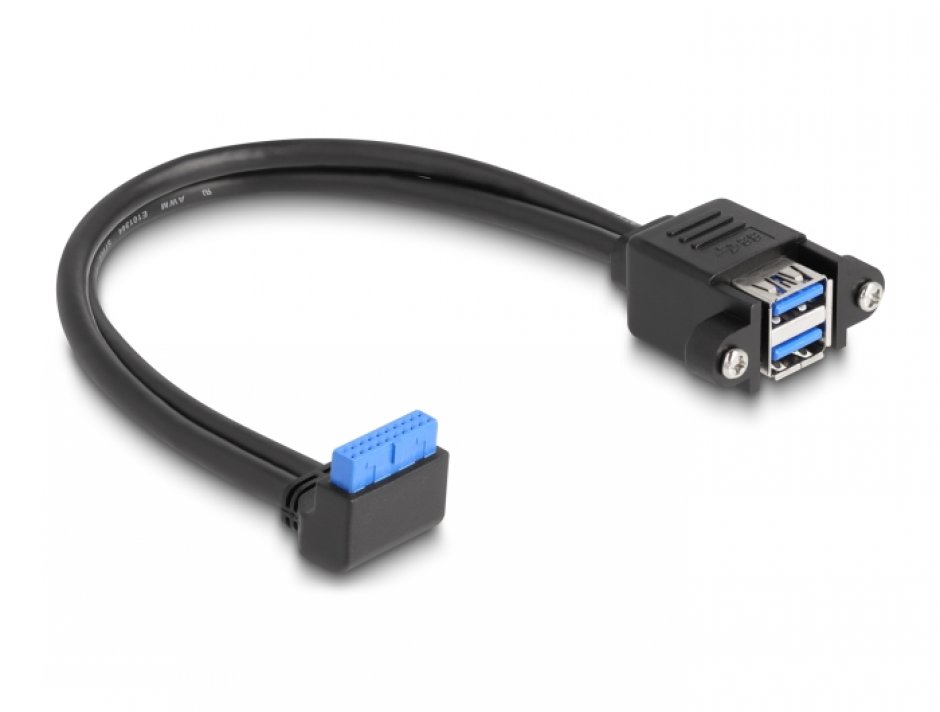 Imagine Cablu USB 3.2 pin header la 2 x USB-A M-M 0.5m, Delock 83007