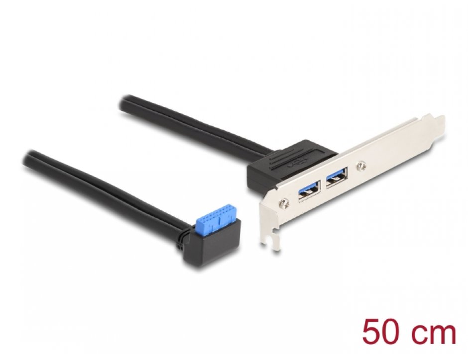 Imagine Bracket USB 3.2 pin header la 2 x USB-A 0.5m, Delock 83015