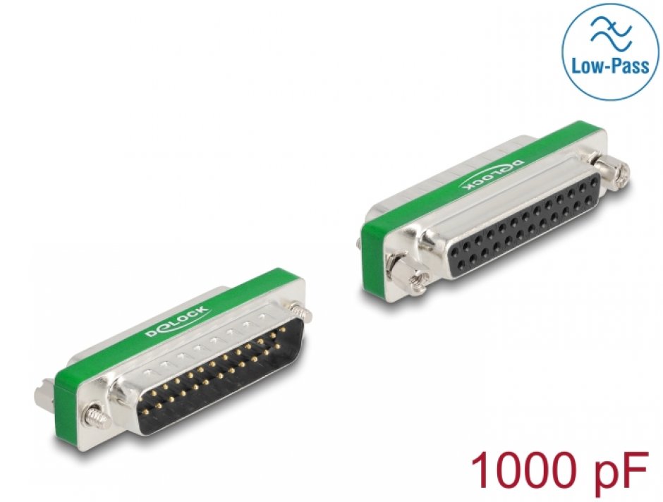 Imagine Adaptor RF/EMI Interference Suppression Filter D-Sub 25 pini T-M low-pass filter capacitive, Delock 66479