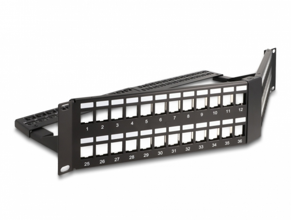 Imagine Patch panel 19" pentru 48 x keystone 2U unghi, Delock 66977