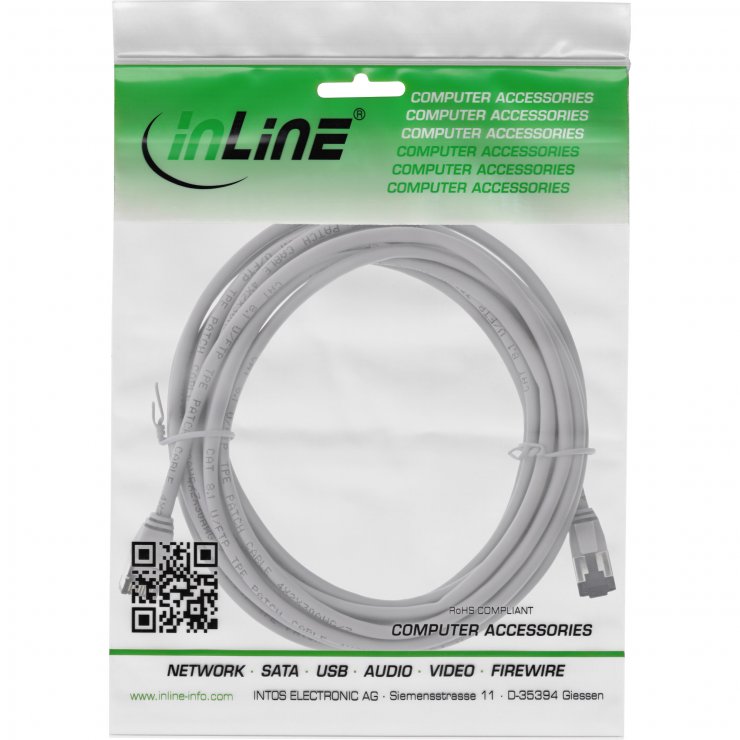 Imagine Cablu de retea RJ45 FTP Cat8.1 LSOH 5m Gri, InLine IL75305