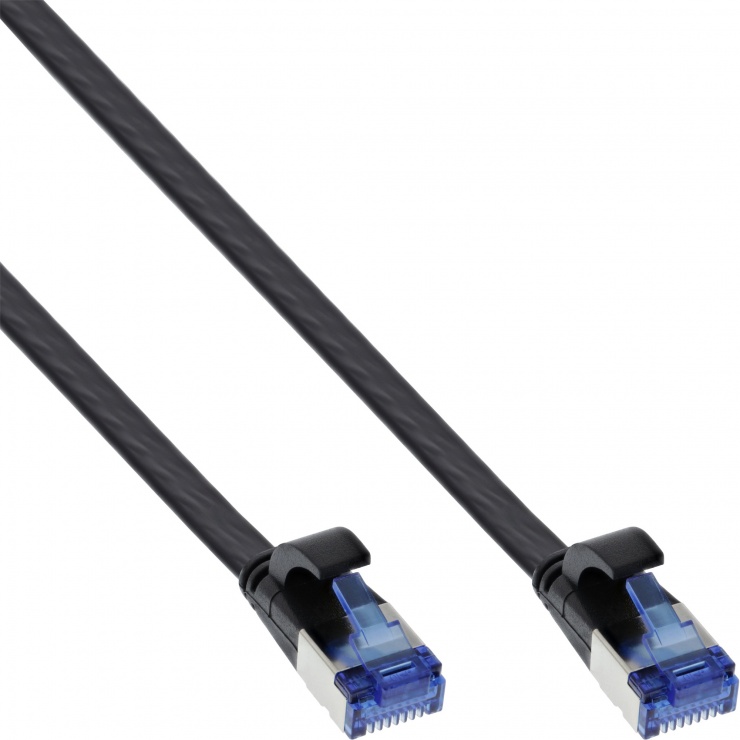 Imagine Cablu de retea RJ45 flat FTP Cat.6A 20m Negru, InLine IL75720S