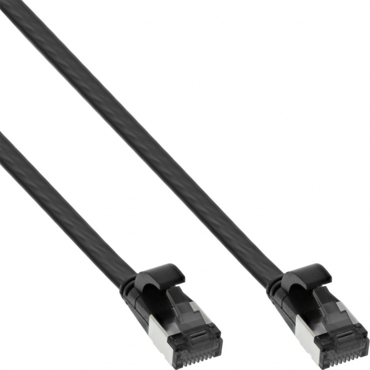 Imagine Cablu de retea RJ45 flat FTP Cat.8.1 1m Negru, InLine IL75801S