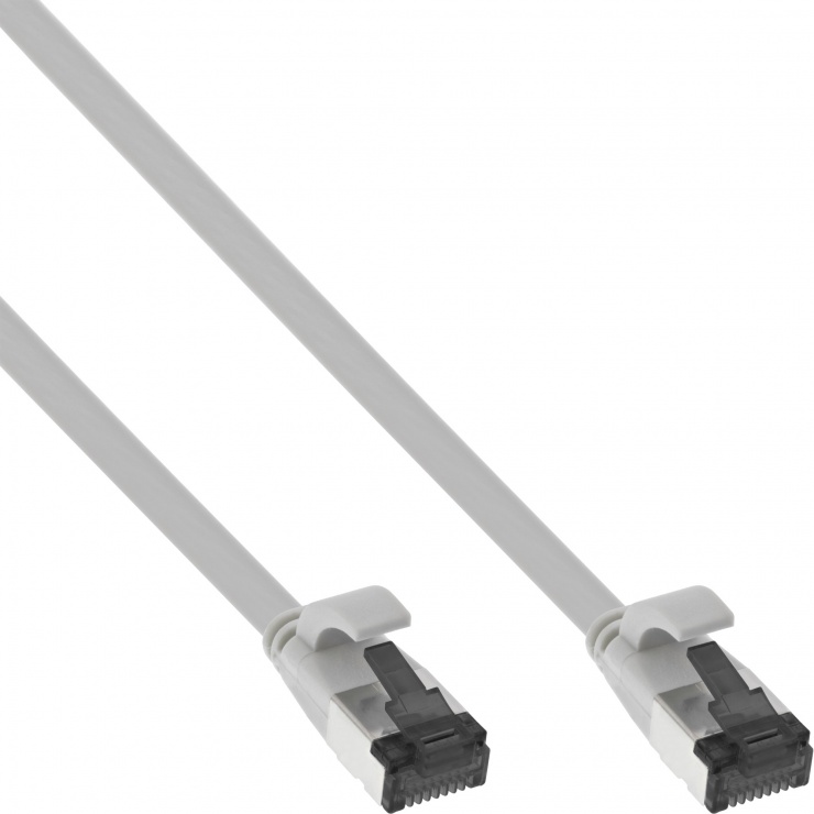 Imagine Cablu de retea RJ45 flat FTP Cat.8.1 0.25m Gri, InLine IL75812