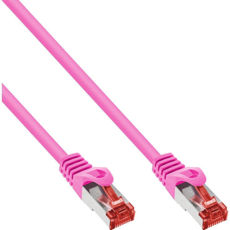 Imagine Cablu de retea RJ45 S/FTP PiMF Cat.6 20m Roz, InLine IL76420M