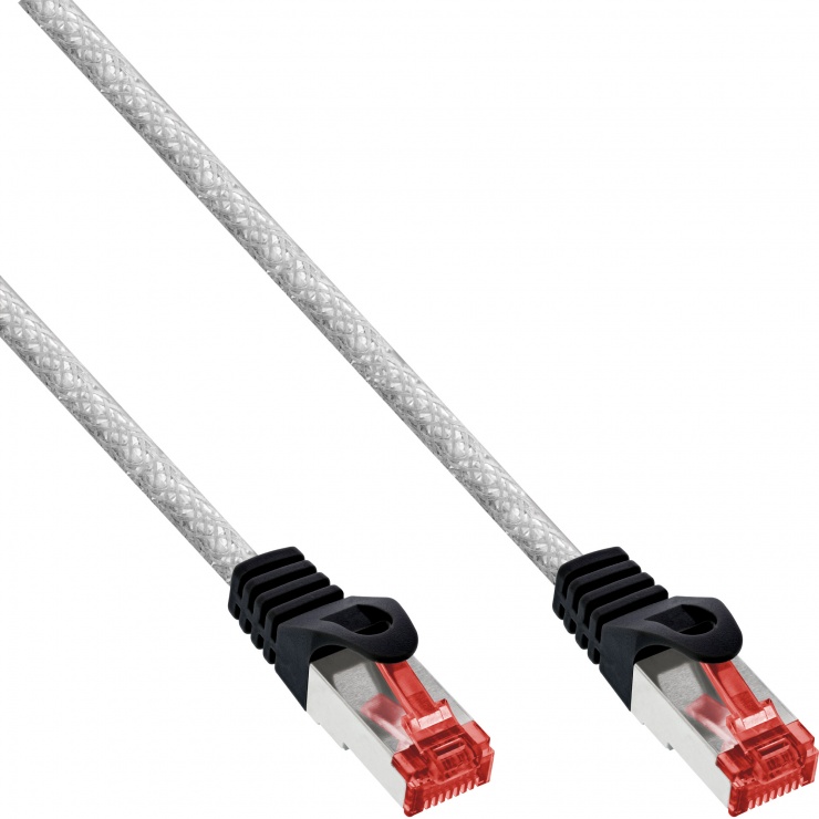 Imagine Cablu de retea RJ45 S/FTP PiMF Cat.6 0.3m Transparent, InLine IL76433T