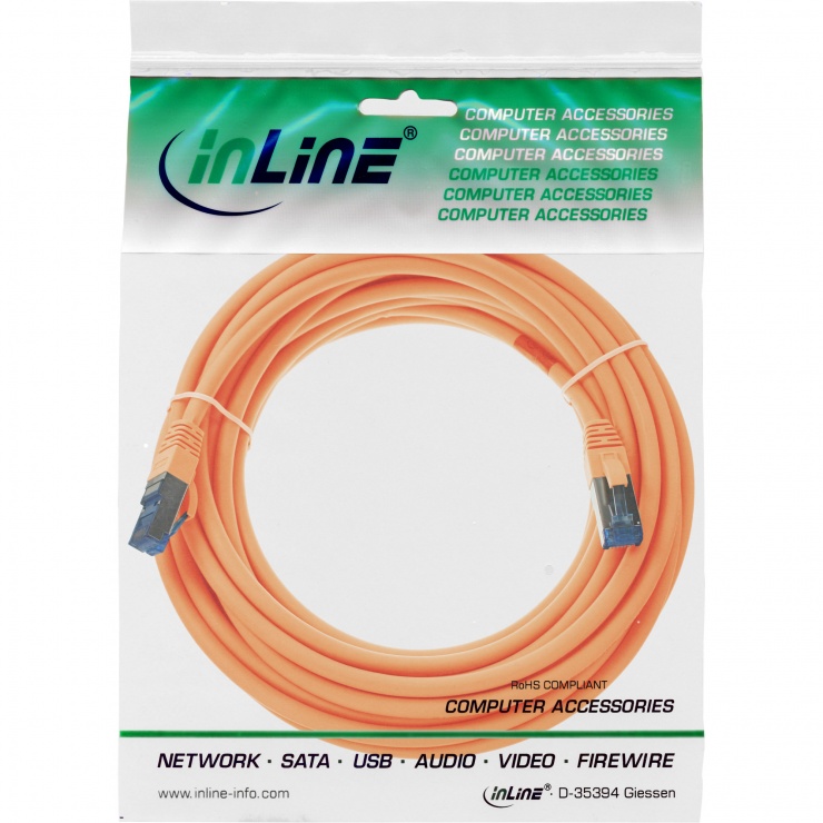 Imagine Cablu de retea RJ45 Cat.6A SFTP PiMF 20m Orange, InLine IL76820O