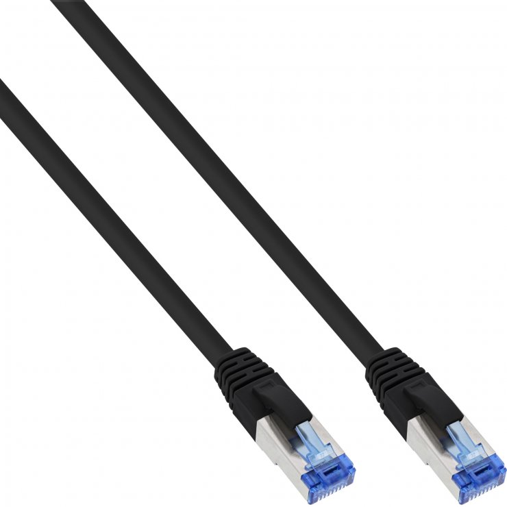 Imagine Cablu de retea RJ45 S/FTP PiMF Cat.6A LSOH 0.25m Negru, InLine IL76821S