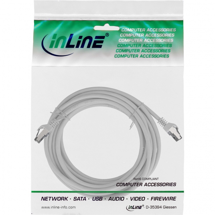 Imagine Cablu de retea RJ45 S/FTP PiMF Cat.8.1 LSOH 5m Gri, InLine IL78805