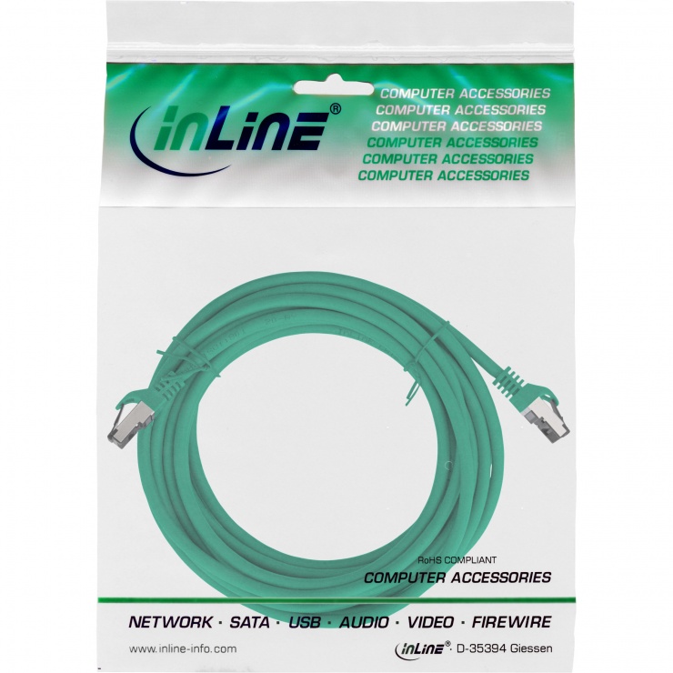 Imagine Cablu de retea RJ45 S/FTP PiMF Cat.8.1 LSOH 15m Verde, InLine IL78815G