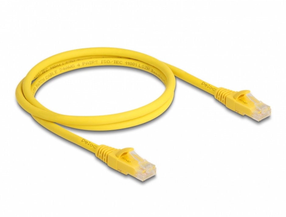 Imagine Cablu de retea RJ45 6A UTP Fast Tracing 2m Galben, Delock 80102