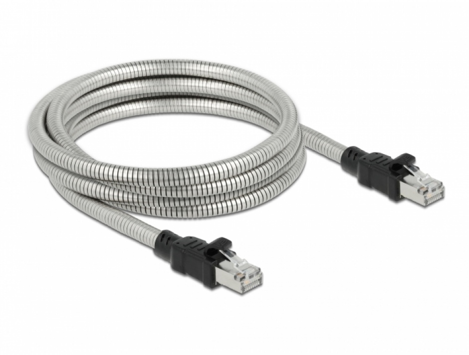 Imagine Cablu de retea RJ45 Cat.6A FTP cu izolatie metalica 5m Negru, Delock 80111