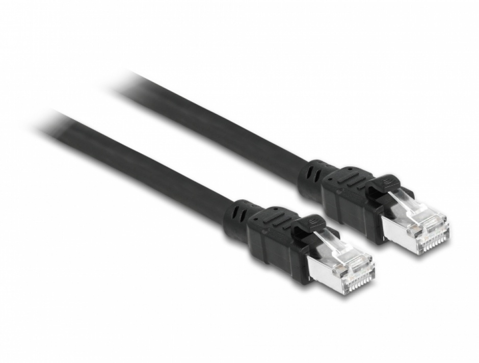 Imagine Cablu de retea RJ45 Cat.6A FTP cu manson metalic in interior 0.5m Negru, Delock 80112