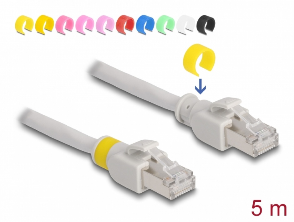 Imagine Cablu de retea RJ45 Cat.6A FTP + 20 cleme colorate 5m Gri, Delock 80121