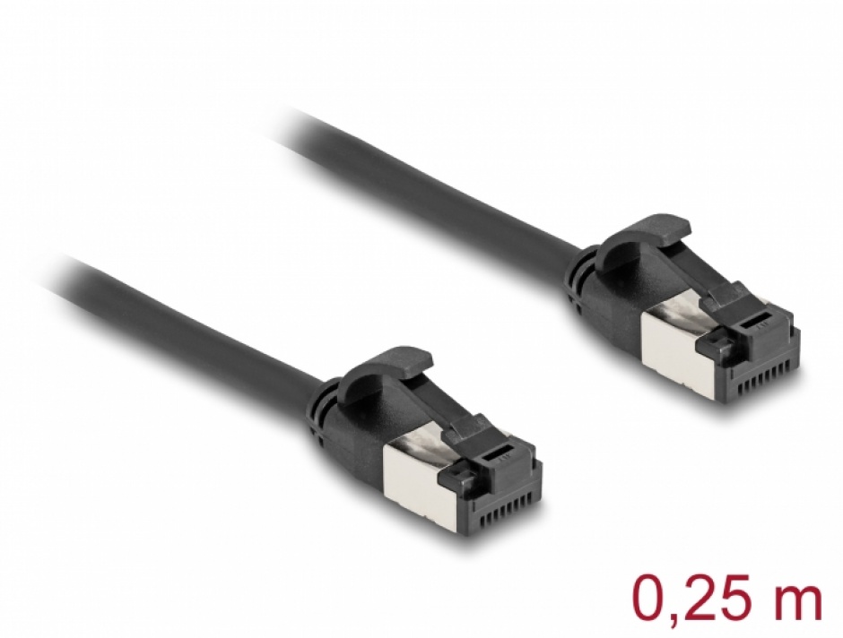 Imagine Cablu de retea RJ45 FTP Cat.8.1 flexibil 0.25m Negru, Delock 80181