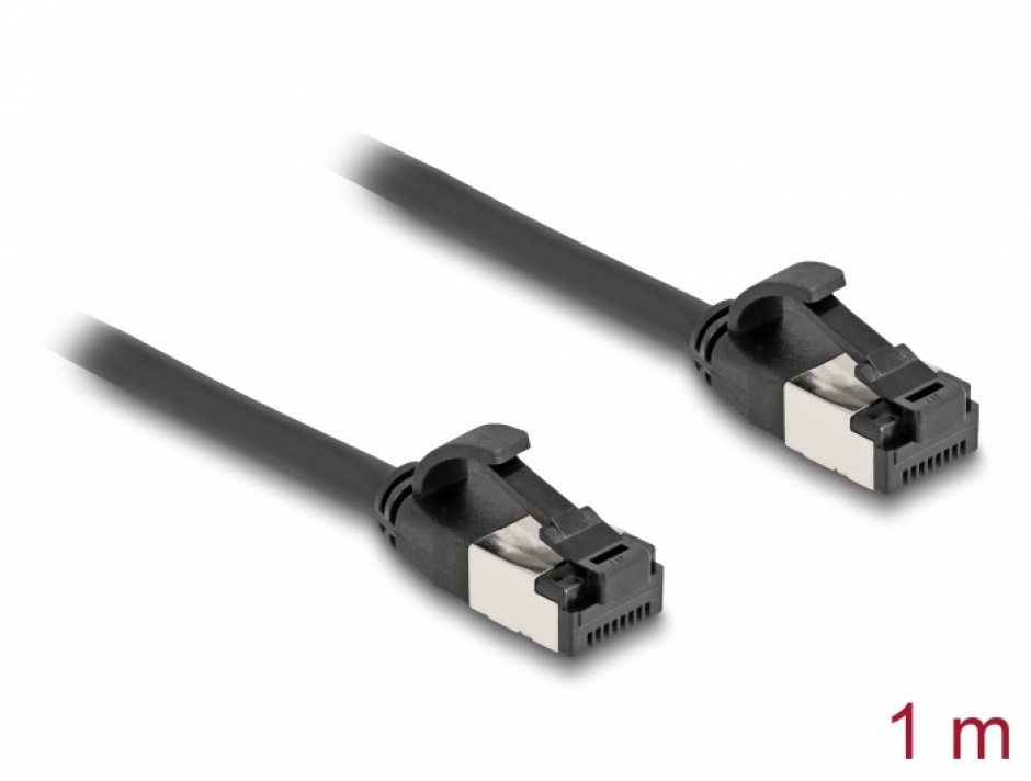 Imagine Cablu de retea RJ45 FTP Cat.8.1 flexibil 1m Negru, Delock 80183