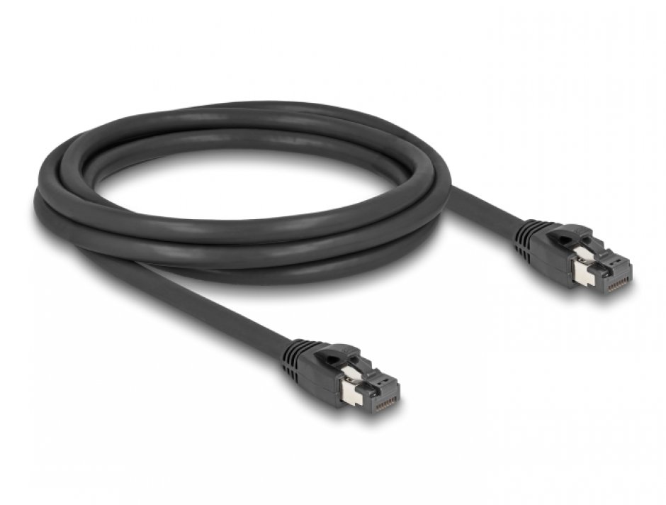 Imagine Cablu de retea RJ45 Cat. 8.1 S/FTP LSOH 2m Negru, Delock 80234