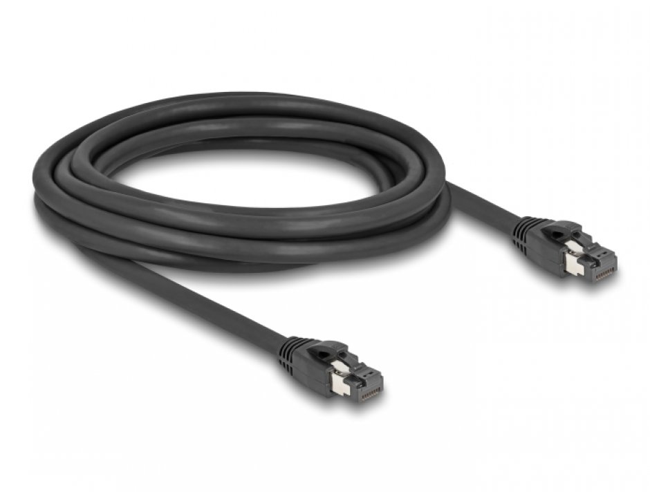 Imagine Cablu de retea RJ45 Cat. 8.1 S/FTP LSOH 3m Negru, Delock 80235