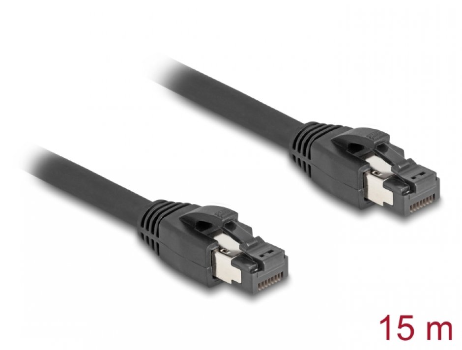Imagine Cablu de retea RJ45 Cat. 8.1 S/FTP LSOH 15m Negru, Delock 80238