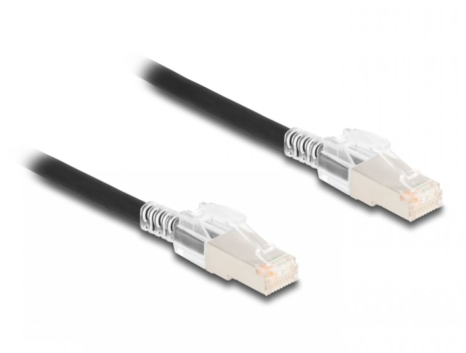 Imagine Cablu de retea RJ45 Cat.6A S/FTP cu clema pentru securizare 5m Negru, Delock 80258