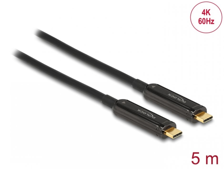 Imagine Cablu video activ optic USB type C 4K60Hz T-T 5m, Delock 84090