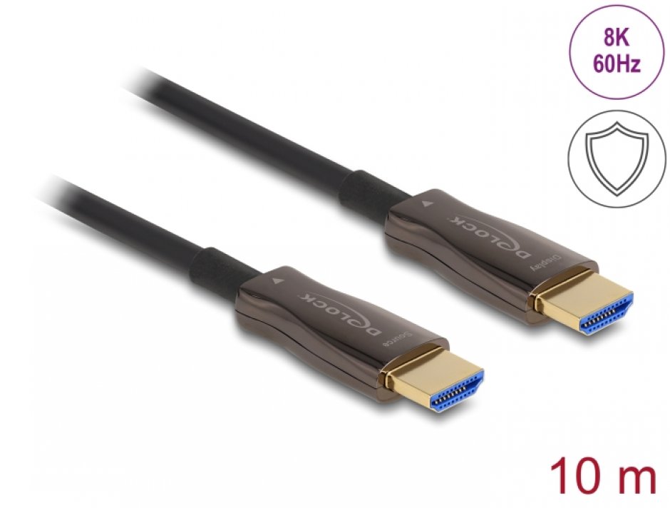Imagine Cablu activ optic HDMI 8K60Hz/4K144Hz cu protectie metalica T-T 10m, Delock 86029